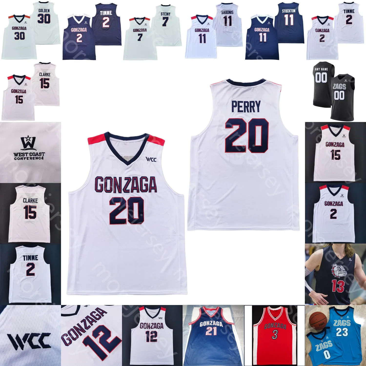 Custom Gonzaga Bulldogs Basketball Jersey NCAA College John Stockton Filip Petrusev Jalen Suggs Admon Gilder Timme Watson Ayayi Woolridge