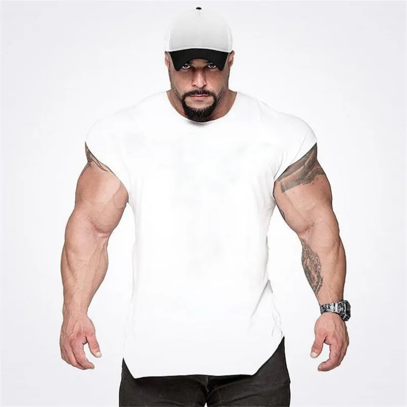 Märke Blank Fitness Tank Top Men Undershirt Ärmlös Skjorta Sommar Gym Kläder Slim Fit Muscle Bodybuilding Vest Streetwear