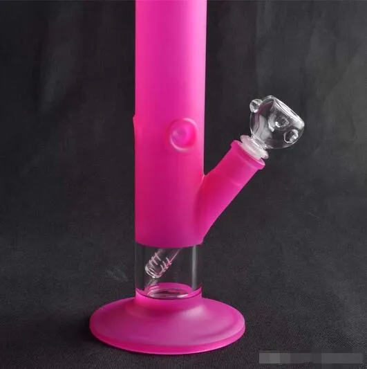 Bongo de vidro colorido 18 polegadas de altura de vidro inebriante tubo de água grosso em linha perc dab rig bongos de plataforma de petróleo 1100g pesados ​​grandes cera rosa tubos de copo