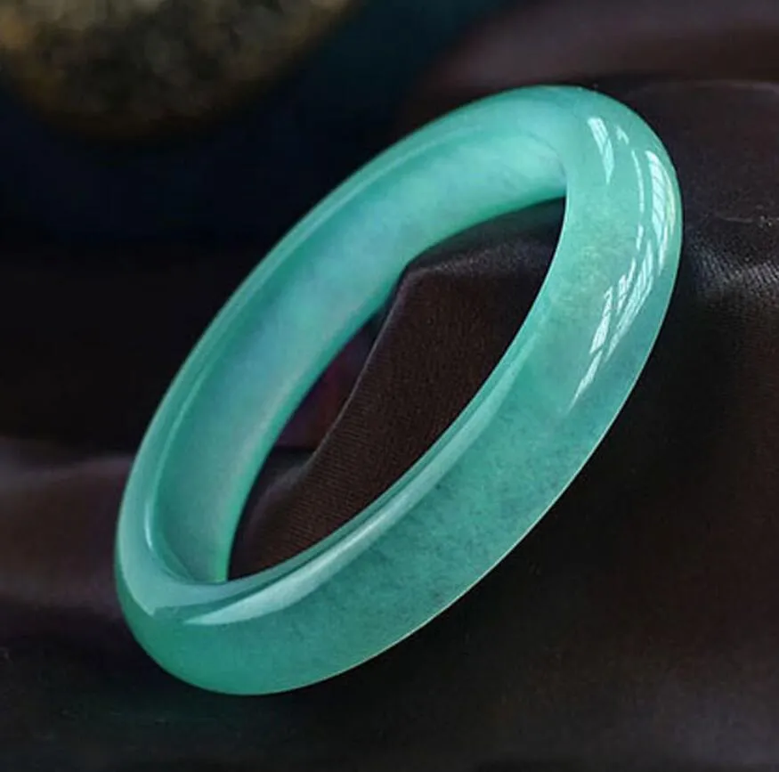 Brazalete de jade de jadeíta de hielo natural Pulsera de jade de cuarcita verde claro para mujer