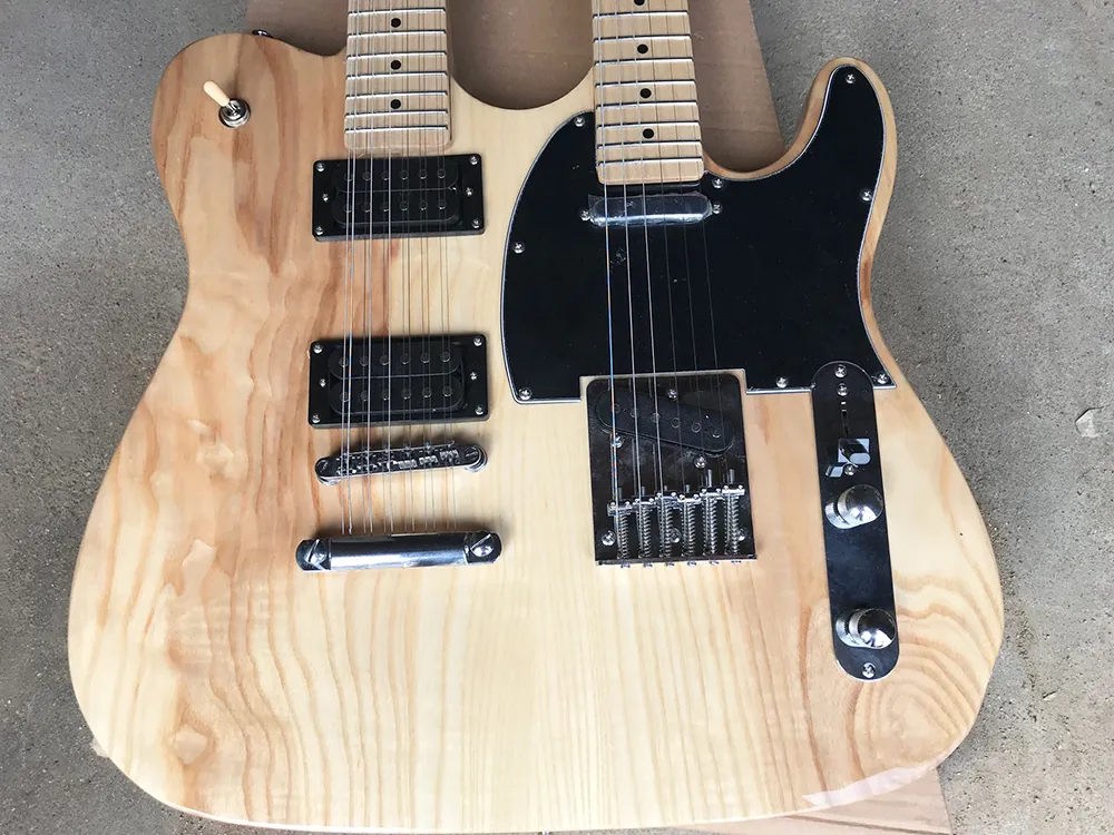 ダブルネック6+12弦エレクトリックギター白いピックガードとクロム