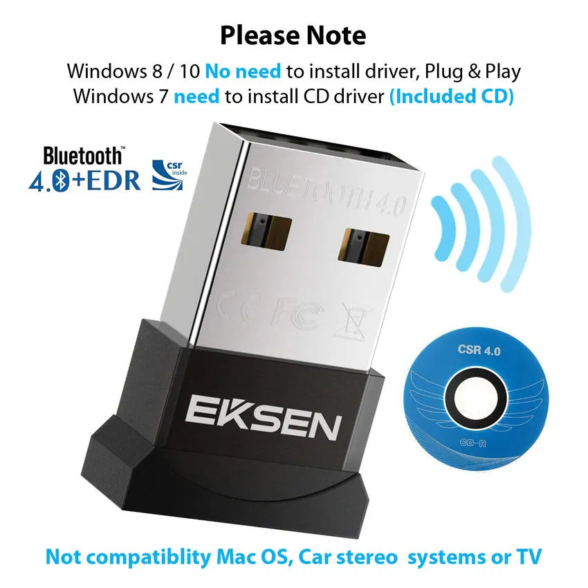 ZEXMTE Bluetooth Adapter CSR 4.0 USB Dongle Receptor Adaptador inalámbrico  de Transferencia para PC portátil Windows 10/8/7 / Vista/XP, Ratón y  Teclado, Auriculares : .es: Informática