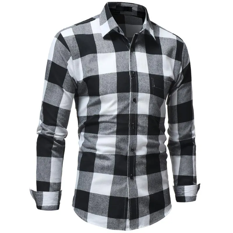 Camisa a cuadros Camisas para hombres 2018 Nueva moda Chemise Homme Camisas a cuadros para hombres Camisa de manga larga Blusa para hombres 3XL V66
