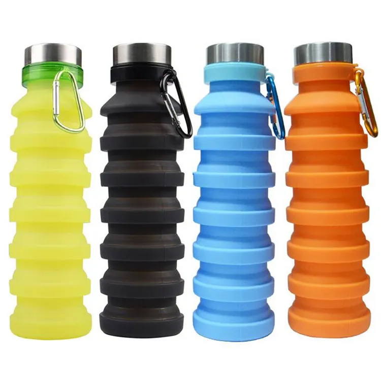 550 ml bärbar silikon fällbar vattenflaska infällbar utomhusresor dricka sporttur körning camping pressar dricka flaska bpa gratis