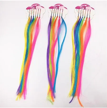 Girls Colorful Wigs Ponytail Hair Ornament Claw Hair Clips Braid Headwear for Kids Girls Hair Accessories 15lot4091764