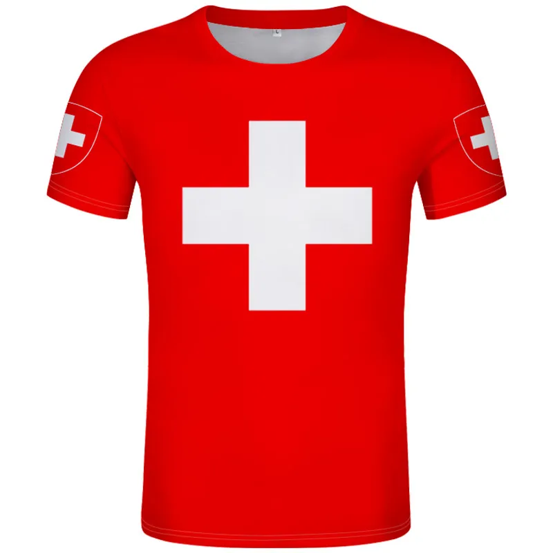 Zwitserland T-shirt DIY Free Custom Made Name Number Che T-shirt Nation Flags Ch Red German Country College Print Photo Kleding