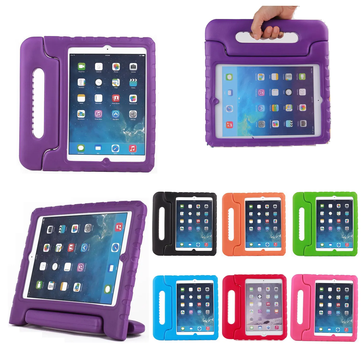 Eva Schuim Handvat Kinderen Kinderen Stand Case voor Apple iPad Mini 2 3 4 AIR 2018 9.7 Schokbestendig Cover Tablet Case