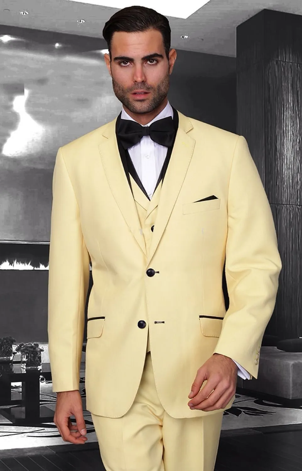 Beige Yellow Groom Tuxedos Notch Lapel Groomsmen Mens Wedding Dress Fashion Man Jacket Blazer Business SuitJacket Pants Vest Tie 1684 From 77 DHgate