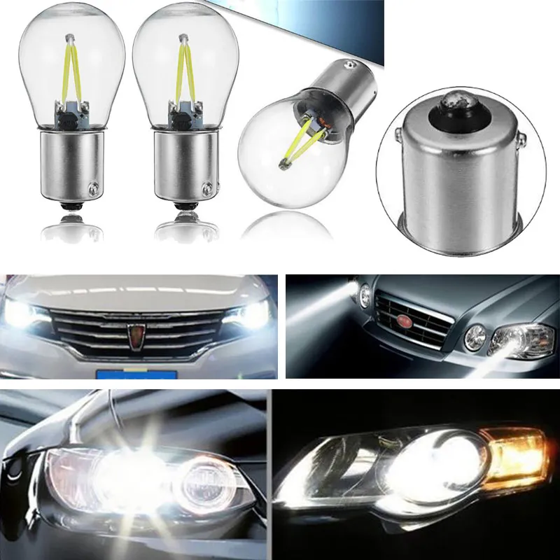 P21W LED BA15S 1156 LED Filament Chip Car Light S25 Auto Vehicle Reverse Turning Signal BULB LAMP DRL VIT 12V 24V 24V