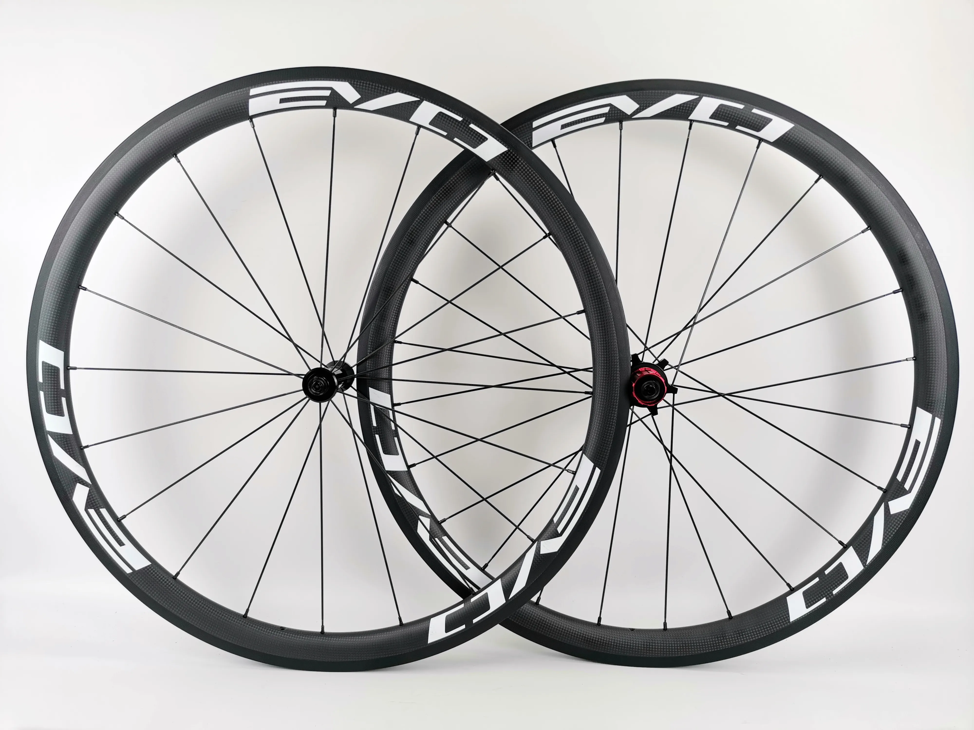 Evo Pełne kółka węglowe 38mm Głębokość 25mm Szerokość Węgiel Clincher / Tubular Road Road Bike Bike Wheelset z Matte 3K Wykończenie