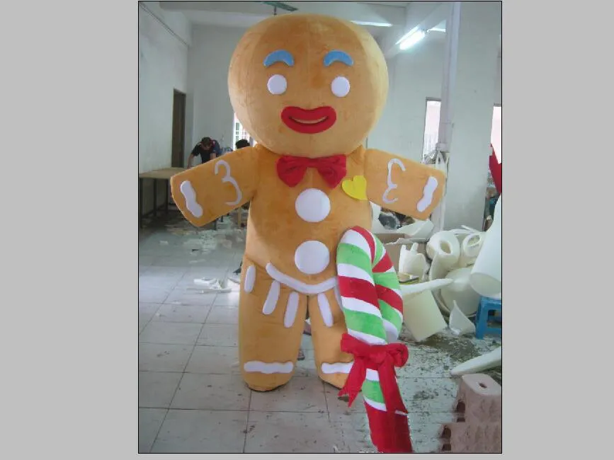 2019 Högkvalitativ varm Head Vuxen Gingerbread Man Mascot Kostym för vuxna att bära