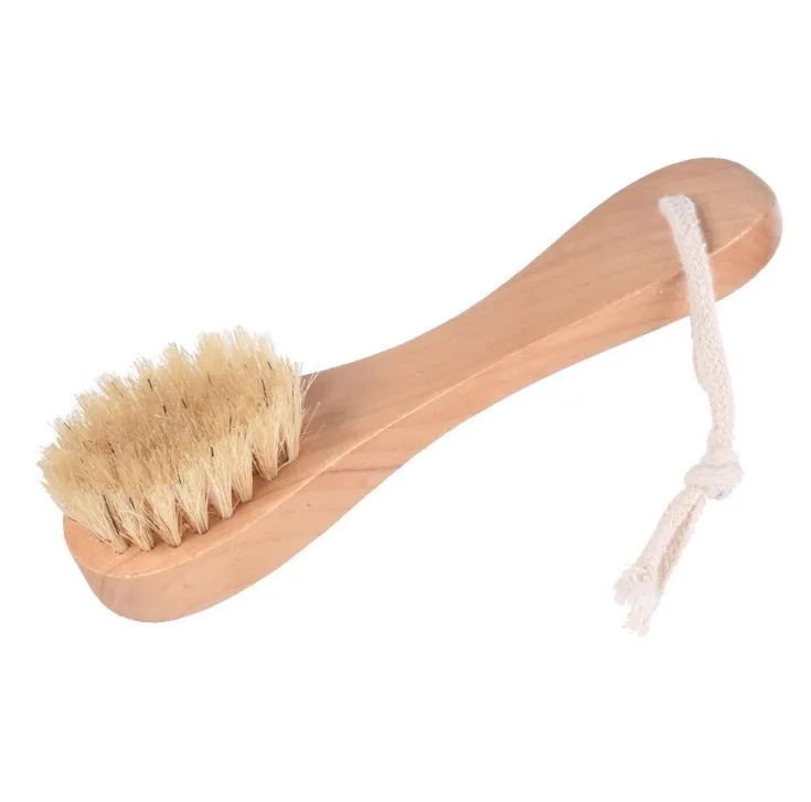 Poils de sanglier naturels Spa brosse pour le visage brosse pour le visage avec manche en bois enlever les points noirs frotter la brosse à ongles pour le visage SN515