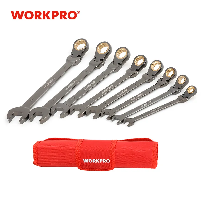 WORKPRO Wrenches Flex Head Ratcheting Combination Wrench Set Metric/SAE