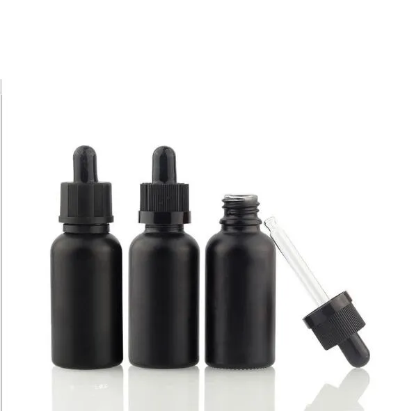 Wholesale preto 30ml com gotas de geladeira de óleo essencial geladeira garrafa de gotas 30ml frasco de vidro preto fosco