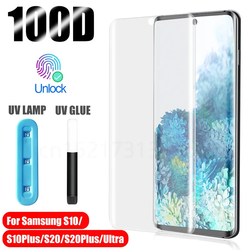 UV cola Vidro Film Para Samsung Galaxy Note 20 S20 Ultra Tela S10 Além disso S9 S8 vidro protetor para Samsung Nota 10 PLUS 9 8 vidro de proteção