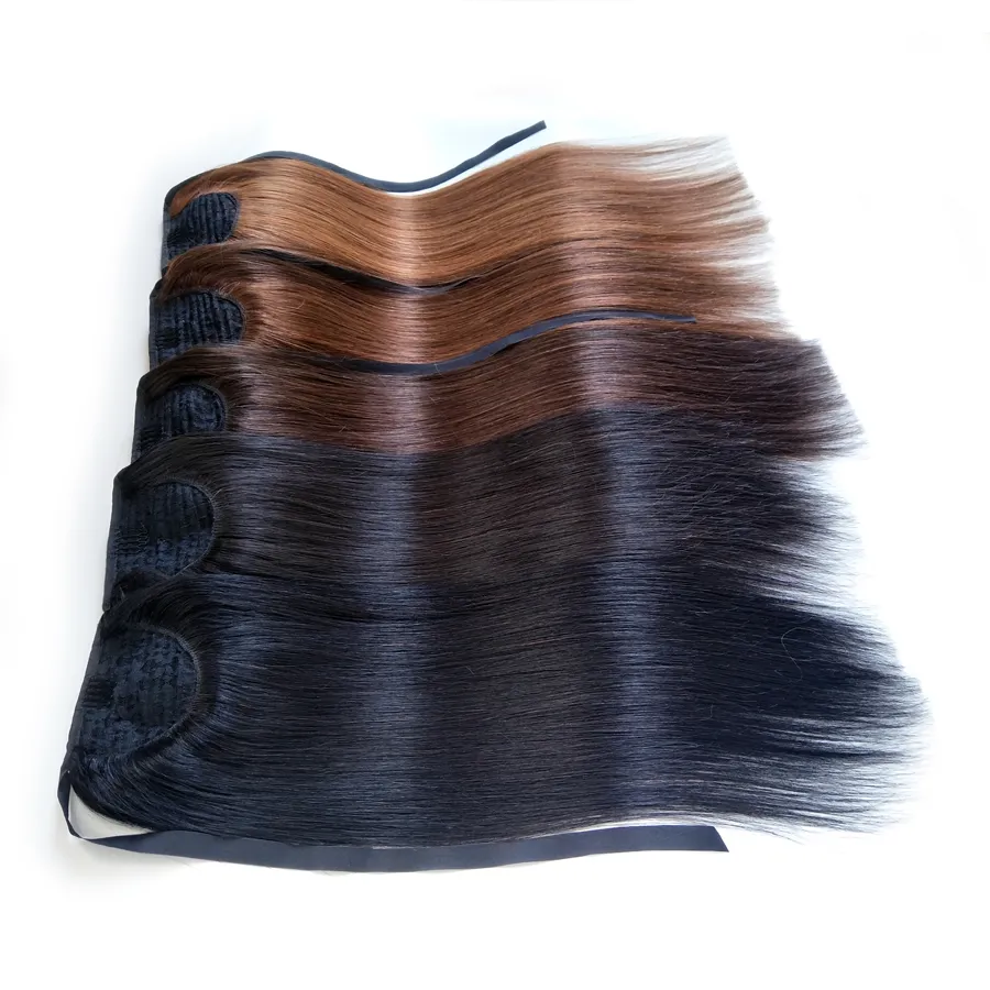 Хвостик Extensions прямого зажим в удлинителе волос человеческих волос Wrap хвостик волос 50г 70г 100г натуральных черный 1b 14-26inch