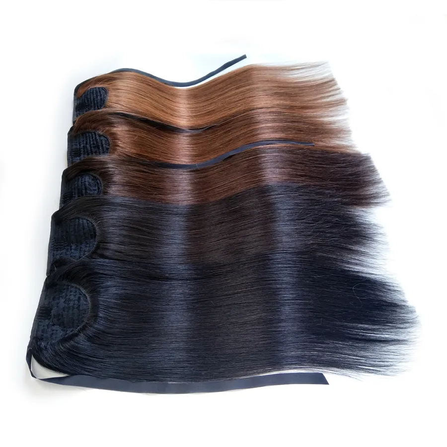 Paardenstaart extensies rechte clip in haarverlenging Menselijke haar wrap Paardenstaart Haarstuk 50g 70g 100g Natuurlijke Zwart 1B 14-26Inch