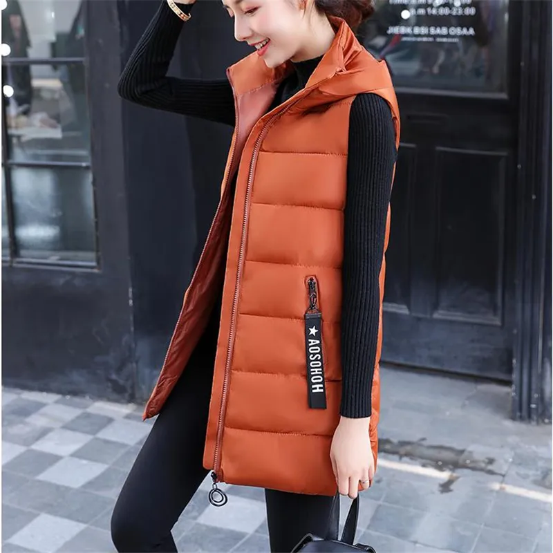 Plus Size Down Vests Vrouw Down Vest Dames Vest Vrouw Oversized Hooded Abajo Chaqueta Lady Winter Slim Long Doudoune