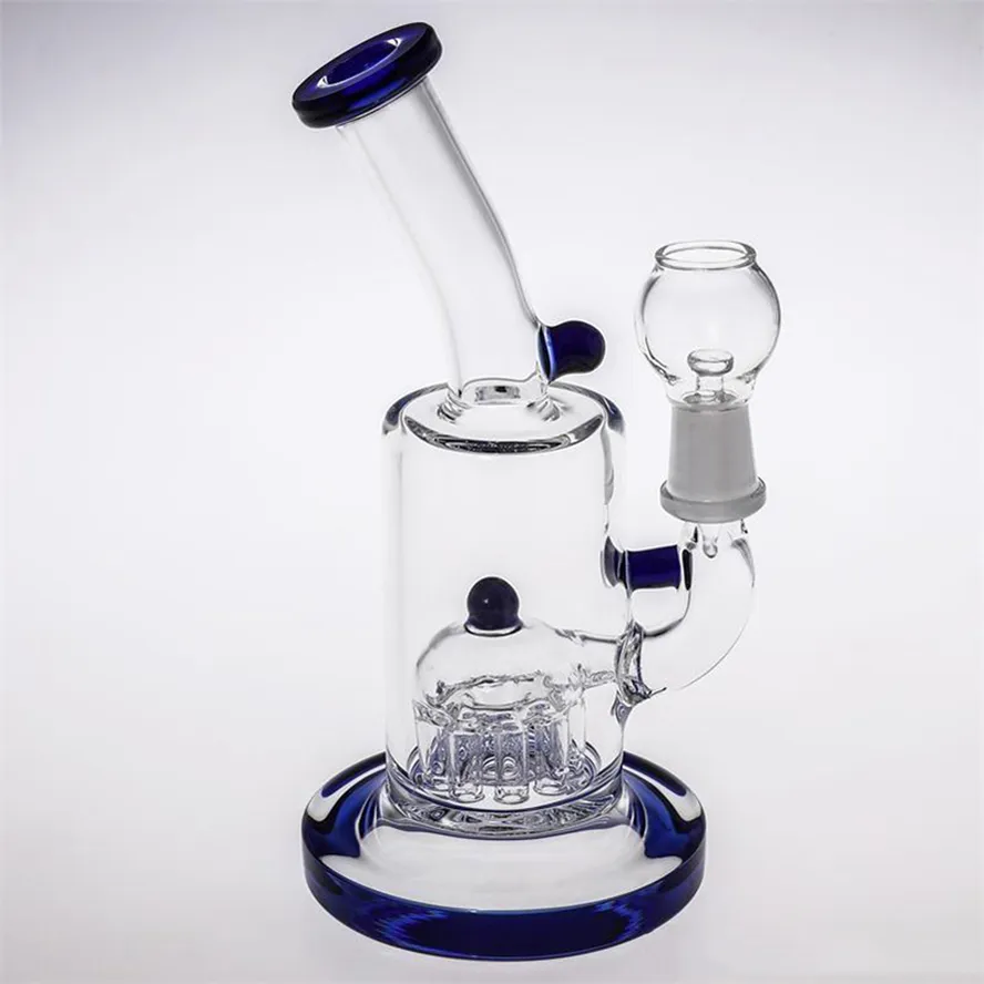 18cm Glass Bong Hookahs Green Black Oil Rigs Glass Bongs With Perc perclator Dome Nail Joint Size 14.4mm Thick Base Smoking Pipes