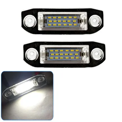 2PCS-licenslampa för S40 S60 S80 XC70 XC90 6000K 18SMD 12V LED biltillbehör