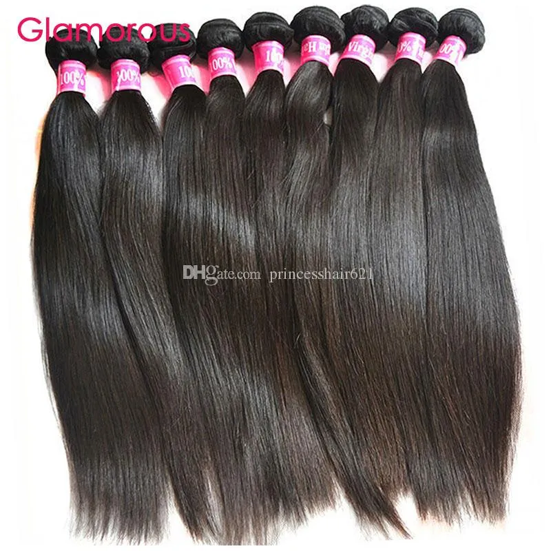 Glamorous Malaysian Hair Extensions Wholesale 100% Original Human Hair 10Pcs Peruvian Indian Brazilian Straight Hair Weave for Black Women