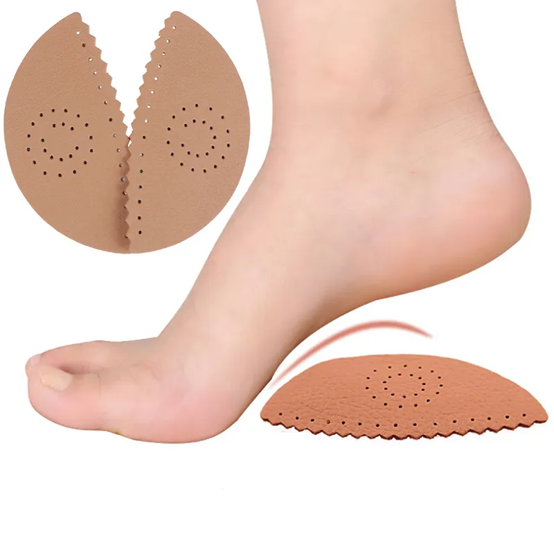 2 stks Comfortabele onzichtbare driehoek lederen massage orthopedische inlegzolen voor vrouwen voor schoenen pads boogsteun hiel sporen inlegzolen