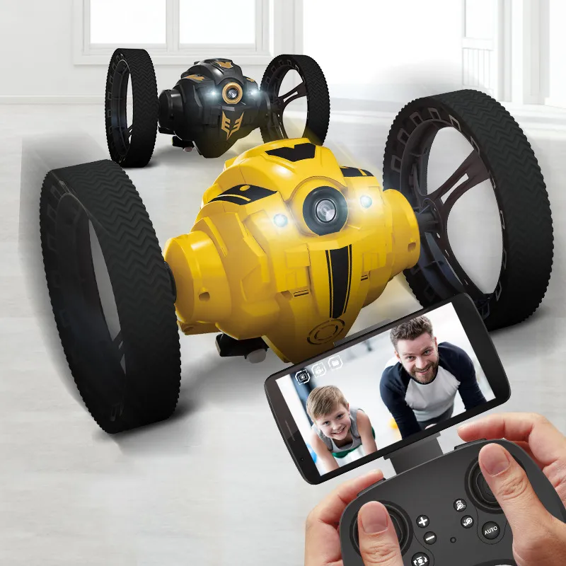 Taw RC Bounce Stunt Car Toy, 60cm Bounce Höjd, 720p kamera WiFi FPV, upprätt gång, 360 ° snurr, musikljus, barn födelsedagspresent, 4-2