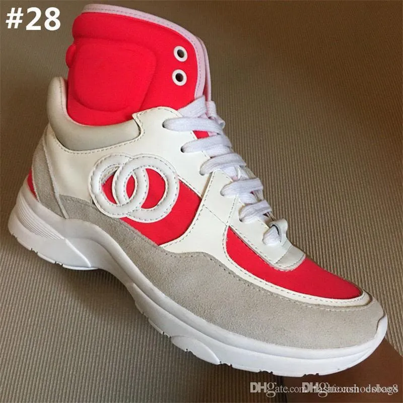 cuir 2019 coureurs de canal de luxe blanc Sneakers marques lacent Tie hommes Flat femmes formateur chaussures plate forme occasionnelschanel
