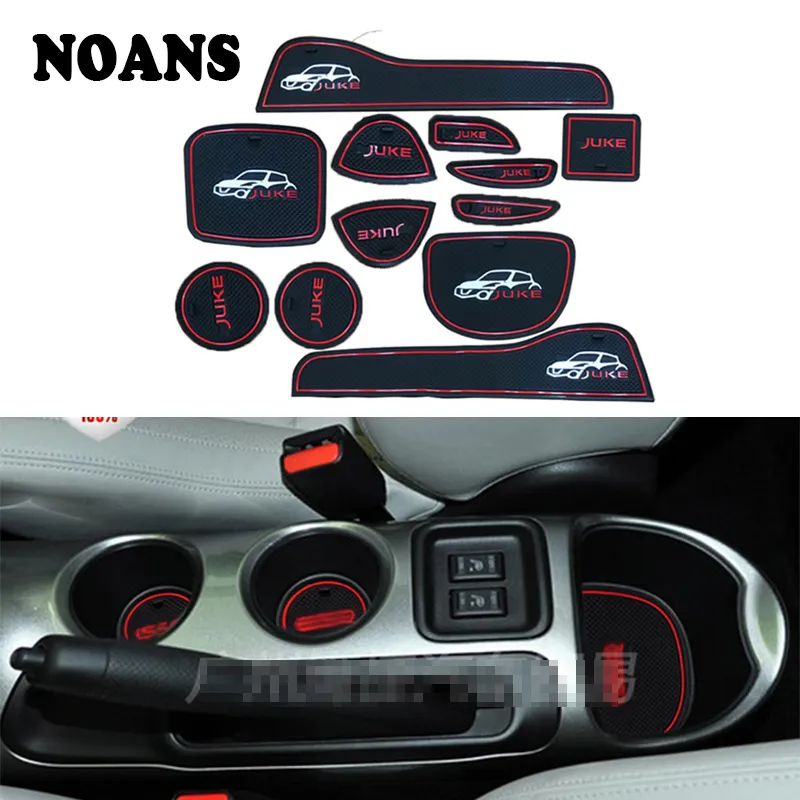 13pcs Car Cup Mat for Nissan JUKE 2010-2018 Car Accessories Gate Slot Pad Door Pad Luminous Non-Slip Interior Door Pad Cup Mat
