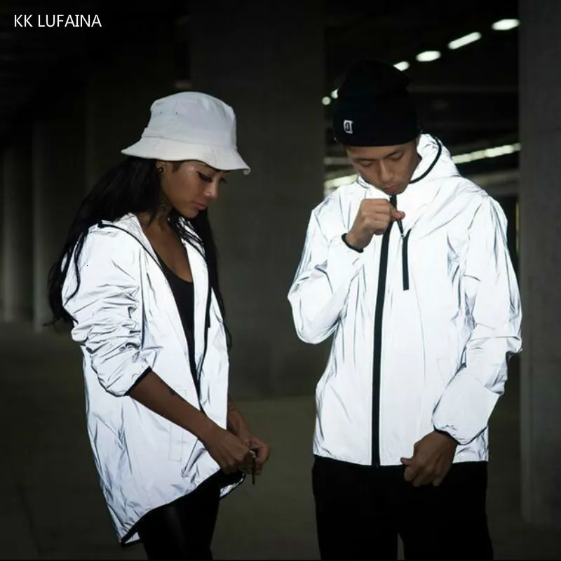 5XL 4XL Мужской 3M Полного Reflective Jacket Легкой Толстовки Женщина Куртка Hip Hop Водонепроницаемая ветровка с капюшоном Пальто Streetwear Человек MX191026