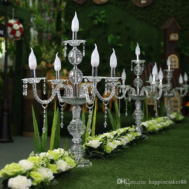 55 cm kadar 150cm Tall upscal Tablo Centrepiece Akrilik Kristal Düğün candelabras Mumluk Düğün Koridor Yol Dikmeler Leads