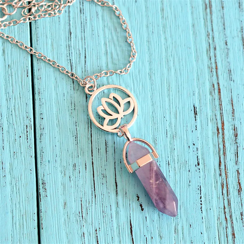 Collier Pendentif Ange Aura Quartz Violet - Guérison Reiki - Longueur 90 Cm - Neuf Avec étiquettes