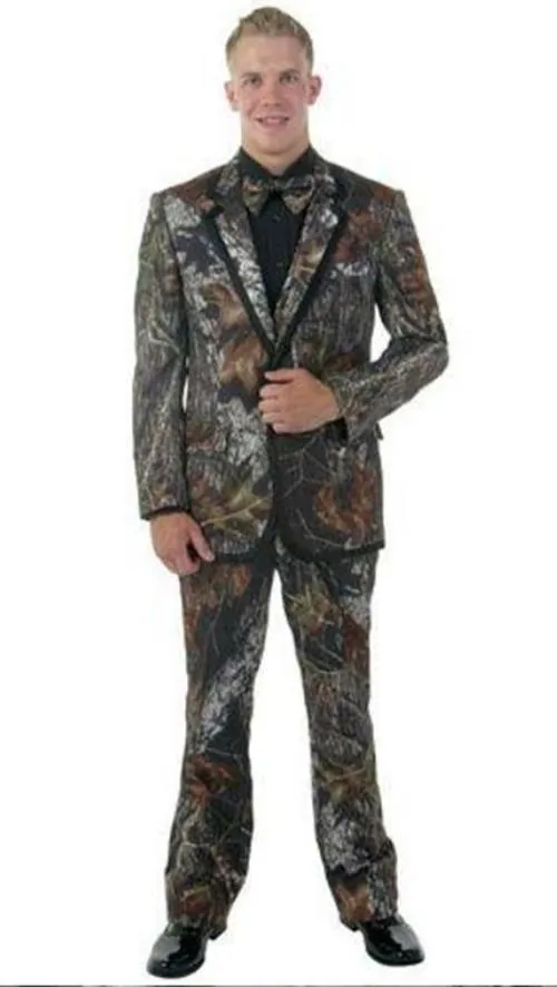 Camouflage Men Wedding Tuxedos Notch Lapel Groom Tuxedos Fashion Moda Men Blazer 2 szt. Kurtka balowa / kolacja (kurtka + spodnie + krawat) 2626 \ t