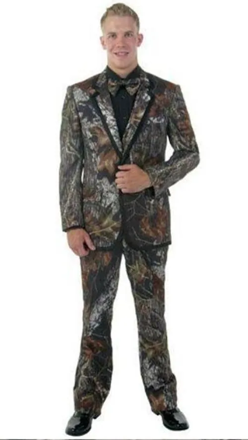 Camouflage hommes mariage smokings revers cranté marié smokings mode hommes Blazer 2 pièces costume bal/dîner veste (veste + pantalon + cravate) 2626