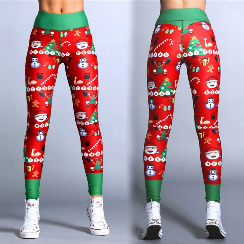 9 Estilos Hayoha Christmas Impresso Leggings Colocar Quadril