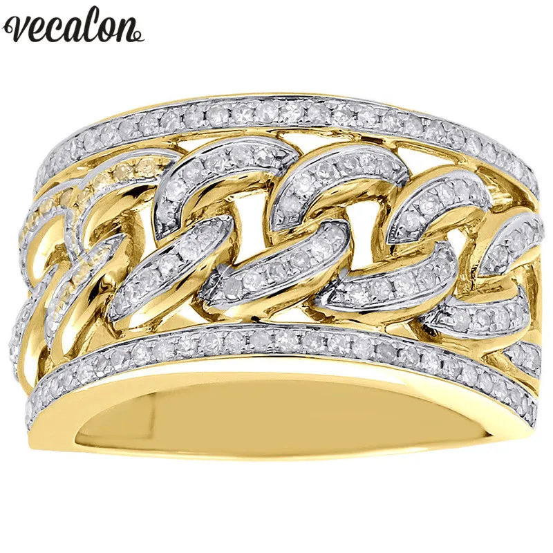 Vecalon Fashion Hiphop Rock Ring Mirco pave Diamond Cz 925 Sterling Silver Anniversary Party Band anneaux pour femmes hommes Bijoux