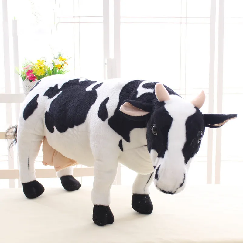 Lovely Simulation Animal Milk Cow Plush Toy Big Soft Stuffed