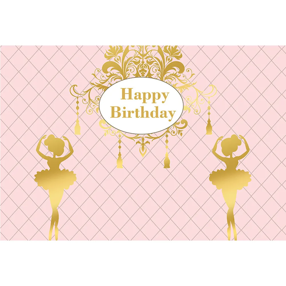 Arrière-plan personnalisé joyeux anniversaire, couleur rose imprimé, accessoire de Ballet pour filles, fête prénatale pour nouveau-né, arrière-plan Photo sur le thème de fête pour enfants
