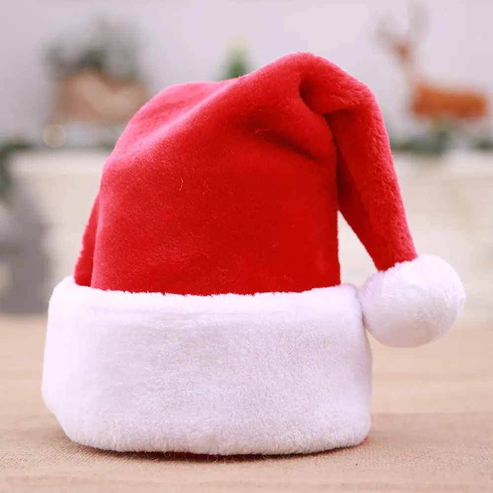 Högkvalitativ sammet julhatt Santa Claus Present Plysch Dekorativ hatt Nyår