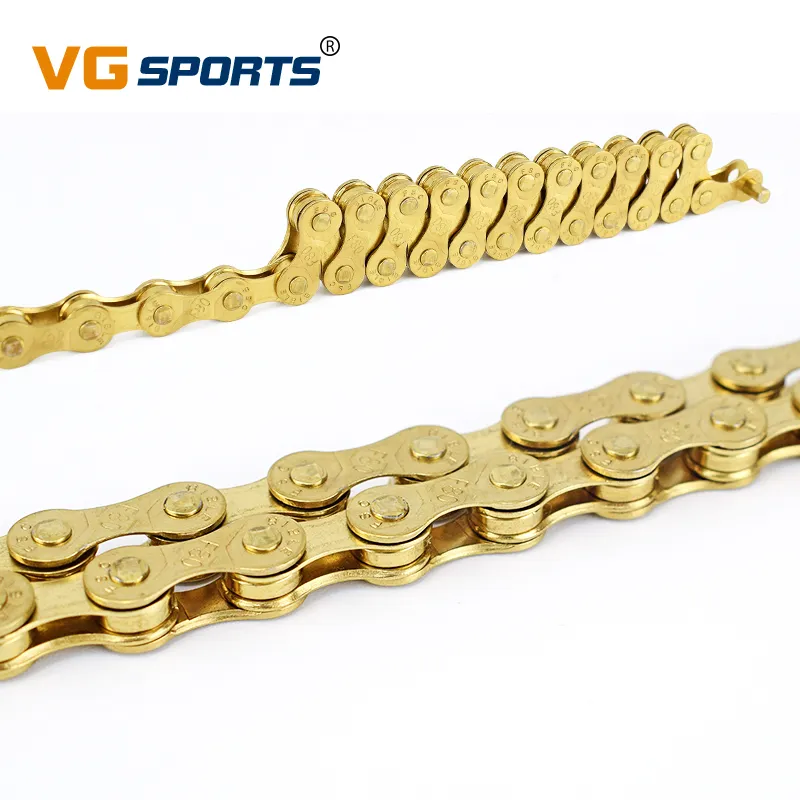 Mountainbike Kette 10-Gang Fahrradkette Gold  Hochwertige Kette Fr  Rennrad, E-Bike, MTB 1/2 X 11/128 Zoll, 116 Glieder Mit Schnellverschluss