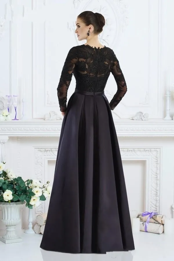 green lace dress 3 4 sleeve Berylove Women Satin Lace Mother of the Bride Dress Dark Green A Line V Neck 3/4 Sleeves Long Formal Dress, Dark Green / US26W main image 1