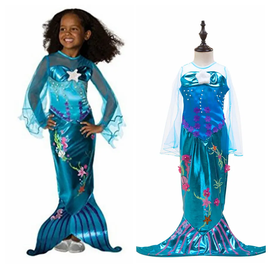 Ragazze Sirena Principessa Vestito Ariel Cosplay Costume Bambini