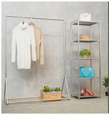 Silver floor hanger Bedroom Furniture Simple landing light luxury iron cloth racks exhibition clothes rack creative hat shelf