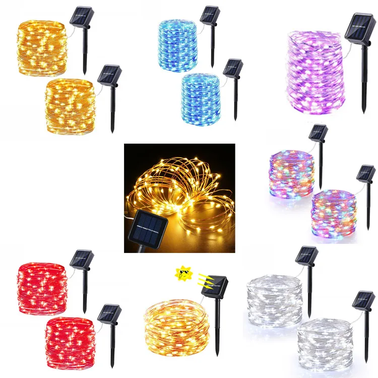 7m 12m 22m Solar Lamps LED String Lights 100/200 LEDS Outdoor Fairy Holiday Christmas Party Garlands Lawn Garden Waterproof