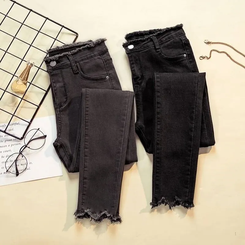 Jeans Female Denim Pants Black Color Womens Jean Donna Stretch Bottoms Feminino Skinny Pant For Women Trousers With Fleece