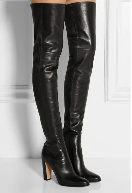 Hot Sale Real Leather Autumn Winter Women Thigh High Boots Thick