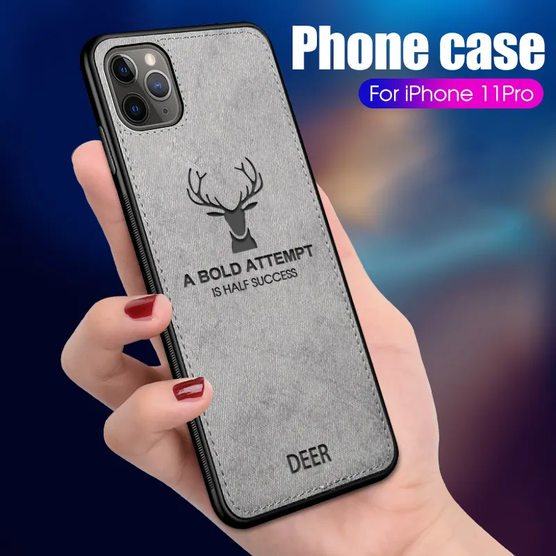 Schokbestendige telefooncase voor iPhone 12 Mini 11 PRO MAX XR XS X Case Cloth Deer Texture Soft Case voor iPhone SE 2020 7 8 Plus 6s 6 Funda