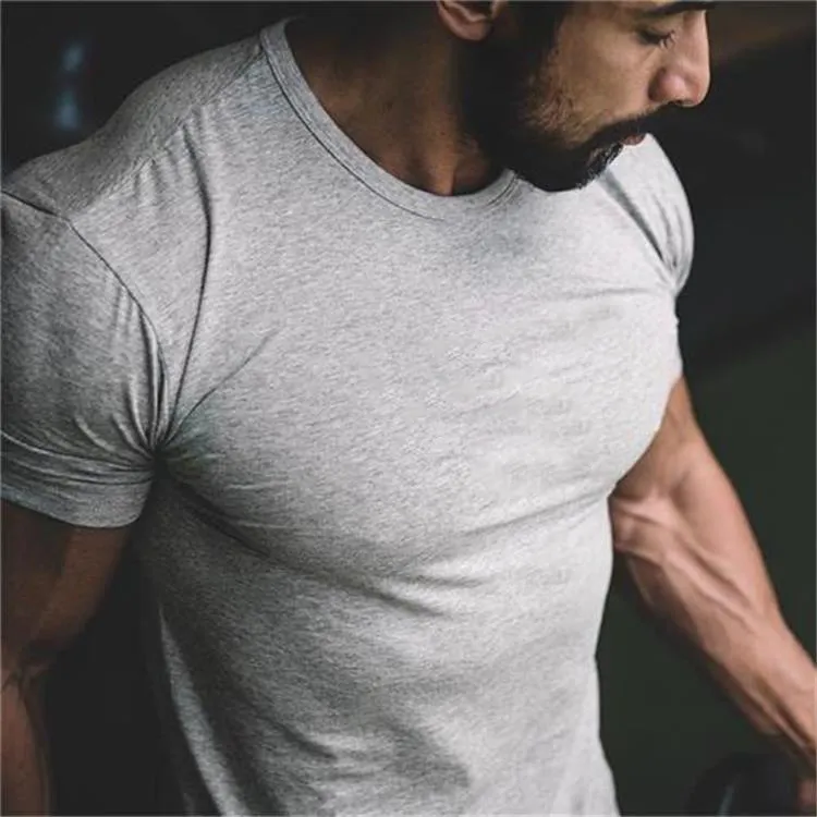 2019 haben drucken Baumwolle Gym Shirt Sport T Shirt Männer Kurzarm Lauf Shirt Männer Workout Training Tees Fitness Top Sport T-shirt