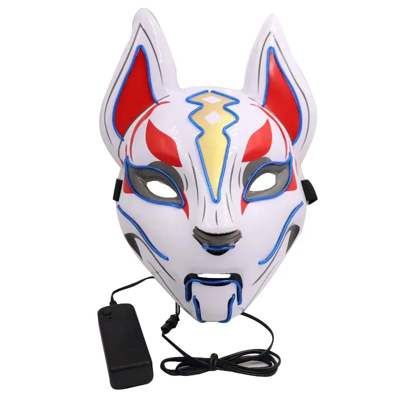 Мотоциклетные маски Светодиодная маска Fox Cat Face El Wire Light Festival Festival Cosplay Costume Украшения Смешные избранные партии Маске