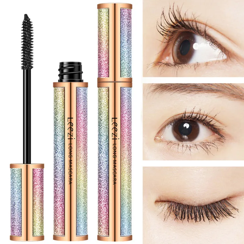 Leezi Star 4D Silk Fiber Eyelash Mascara Thick culing Waterproof Long Lasting Eyelash Extension Lengthening Black Mascara